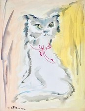 Claude VIETHO - Peinture originale - Aquarelle - Chat 1