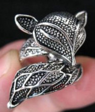 Bague, forme renard, et argent