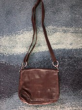 sac à main besace en cuir marron TEXIER vintage