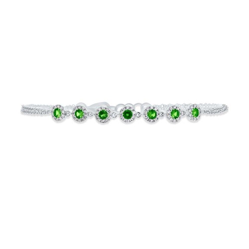 14k blanc tsavorite vert - blanc,