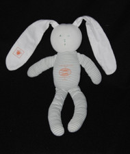 Peluche doudou lapin PETIT BATEAU blanc rayé vert  27 / 44 cm TTBE