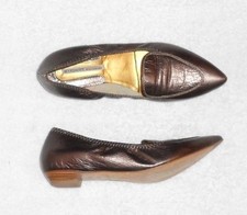 ACCESSOIRE DIFFUSION escarpins cuir métallisé taupe P 38 ½ TBE