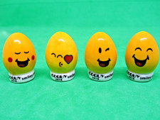 Lot 4 Fèves PUBLICITAIRES  " COQUY " OEUFS SMILEYS 2018 Perso
