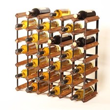 Cranville Vin Rack Rangement 42 Bouteille Chêne Teinture Bois/Métal Noir Monté