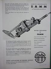 9/1962 PUB SAMM ISSY-LES-MOULINEAUX SERVO-COMMANDES SERVO MECHANIK GERMAN AD