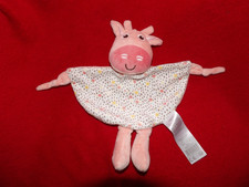 Doudou Plat Tom & Kiddy Bisous d'Ange Vache Rose Imprimé Fleur 