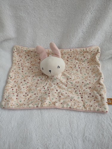 Doudou lapin tissu rose beige - doudou,