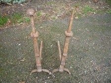 Paire de chenet fer forgé XVIII /Homme Femme/art populaire (GL)