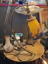 Muller Lunéville Art Nouveau Lampe Bronze Jugendstil Col de Cygne