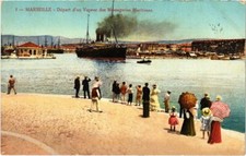 CPA MARSEILLE - DEpart d'un Vapeur des Messageries Maritimes (988444)