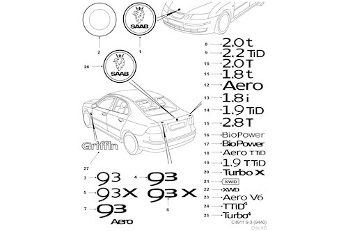 Emblème saab 12781579 - emblème,