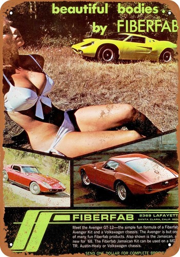 Metal sign 1968 fiberfab - sign,