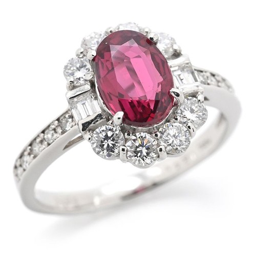 Bague ovale diamant rubis - bague,