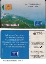 F250 989 TELECARTE POINTE du RAZ  120 u G.D.F 1992/03 & 2eme Moréno  TRES RARE