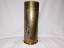 RARE VASE RÉALISÉ DANS UNE DOUILLE D'OBUS CLAUDE DURY 1951 Artisanat de tranché