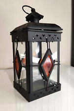 lanterne ancienne en métal et verre vintage