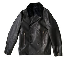 Caban en cuir col en agneau