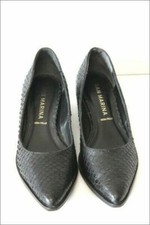 SAN MARINA Escarpins Cuir Façon Reptile Noir T 36 TBE