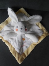 doudou plat lapin blanc jaune