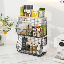 WELDUN Lot de 2 corbeilles à fruits en métal à suspendre pour la cuisine avec su