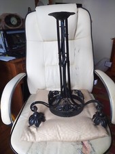 Ancien Lustre  électrifié Art Deco fer forgé Style Muller 3 Tulipes + Obus - TBE