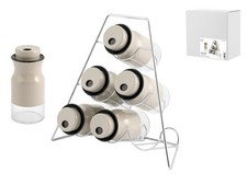 H&h Porte Épices Avec 6 Pots Verre Avec Stand Acier