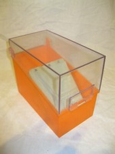 Vintage 80s Ancienne BOÎTE DE RANGEMENT BOURBON ORANGE Cartes CP Photos Fiches