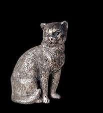 figurine chat  assis en etain italy  pewter  figurine signé