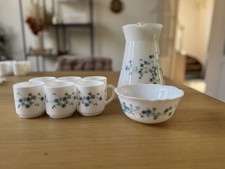 Service Arcopal VERONICA Myosotis France - Pichet + 6 Tasses + Coupelle vintage