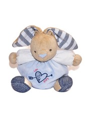 Doudou lapin bleu coeur