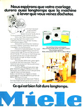 Publicité Advertising 1125  1974   Miele machine à laver  faite pour durer longt