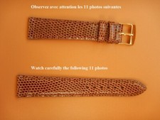 18 mm TRES BELLE QUALITÉ BRACELET EN LEZARD VERITABLE MARRON GOLD Fab. FRANCE