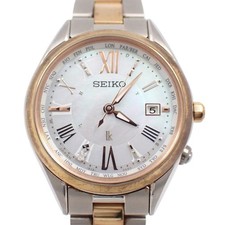 Seiko Lukia World Time Solar Radio Titanium Watch SSQV040 1B35-0AA0 Shell Dial