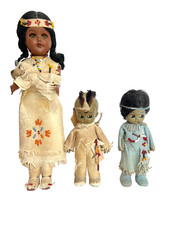 Poupée vintage 1950 en cellulo, Indien d'Amérique, Carlson américan indian doll