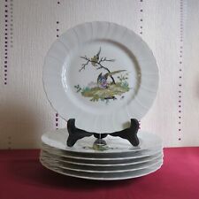 6 assiettes plates porcelaine de limoges Bernardaud modèle sceaux décor d oiseau