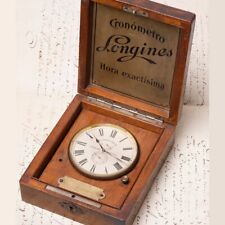 LONGINES CHRONOMETER w/ Power Reserve in Wooden Box Antique Deck Pocket Watch