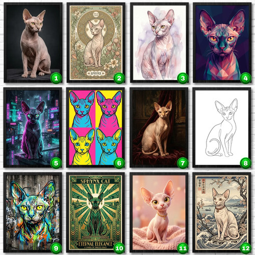 Poster affiche chat sphynx - chat,