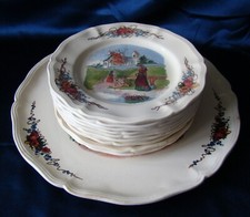 Service dessert Obernai FAÏENCERIES  SARREGUEMINES FRANCE signé