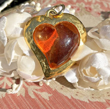 PENDENTIF VINTAGE COEUR FANTAISIE "Yves Saint Laurent" style HAUTE COUTURE 1980