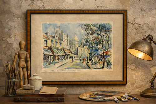 Aquarelle ancienne paris - ancienne,