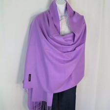 Large écharpe unie MAUVE  étole châle cachemire laine unie top qualité