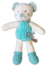 Doudou ours bleu blanc