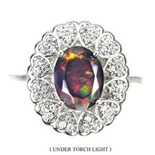 925 Bague en Argent Ovale Noir