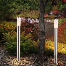 Lampadaire Extérieur Lampe de Jardin Terrasse Prise Acier Inoxydable 2er Set