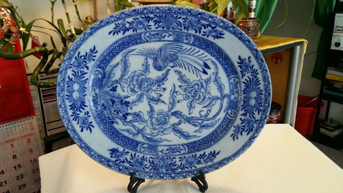 19c large chinese blue white - 19c,