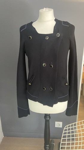 Veste maje laine noire - veste, &