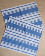 Lot 2 torchons en tissu coton rayés bleu et blanc
