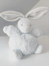 Peluche/Doudou Lapin Boule Bleu Blanc Gris Fourrure Noeud Perle 17cm  Kaloo 2013