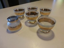 lot de 6 très jolis verre idéal trou normand en verre bleu et doré 