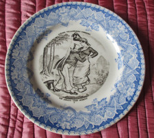 ASSIETTE PARLANTE Lunéville "Scènes villageoises comiques"